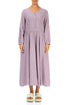 Buttoned V-Neck Light Lilac Linen Dress 1
