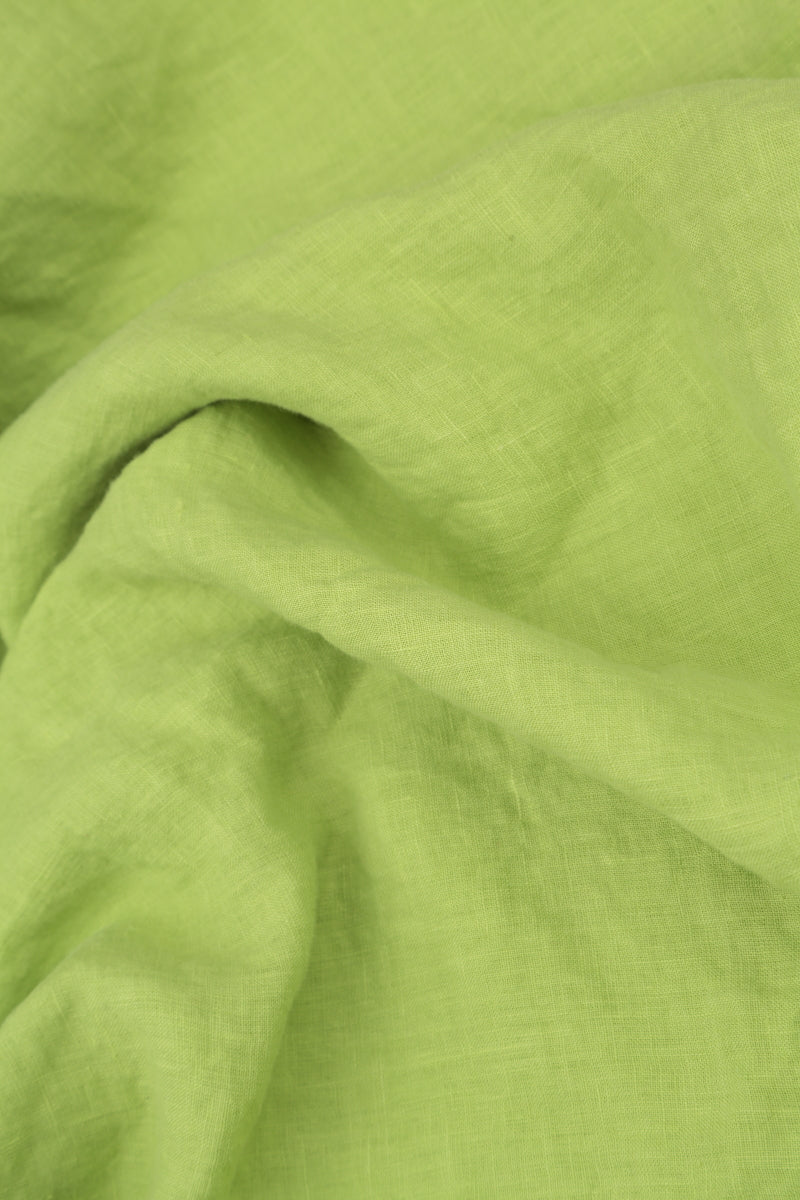 Buttoned Lime Linen Dress 5