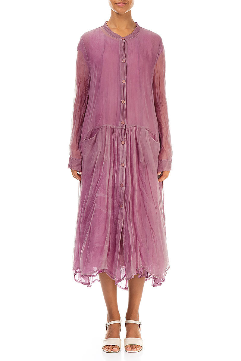 Buttoned Mauve Taupe Silk Chiffon Jacket 1