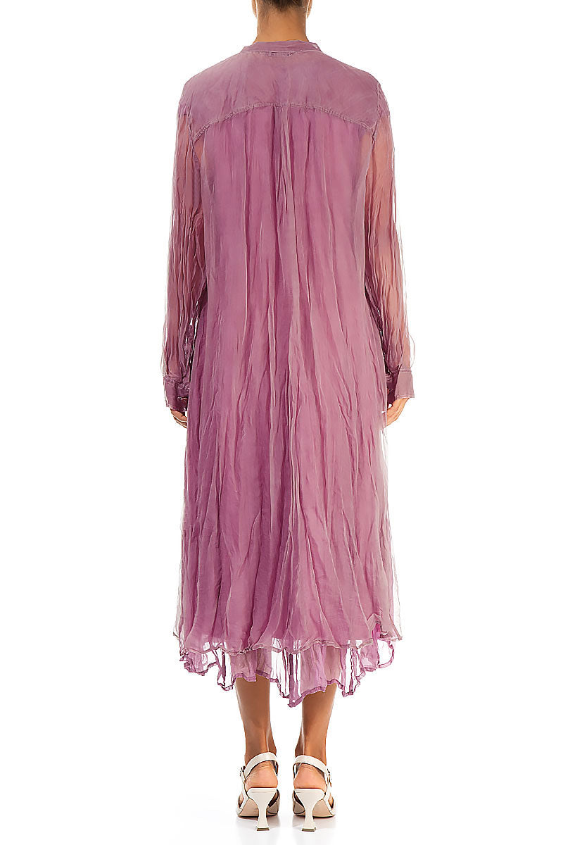 Buttoned Mauve Taupe Silk Chiffon Jacket 2