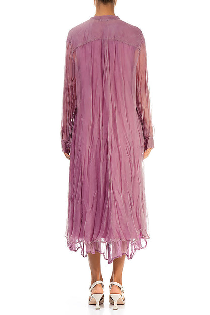 Buttoned Mauve Taupe Silk Chiffon Jacket 2