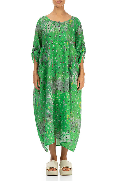 Buttoned Meadow Linen Dress 1