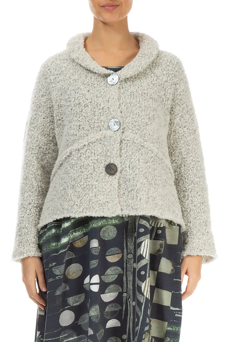 Buttoned Mélange Ivory Alpaca Wool Cardigan 1
