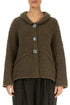 Buttoned Moss Brown Alpaca Wool Cardigan 1