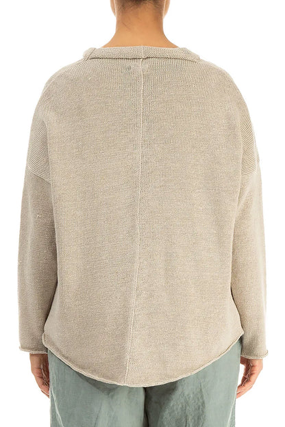 Geknöpfte Strickjacke aus natürlichem Leinen