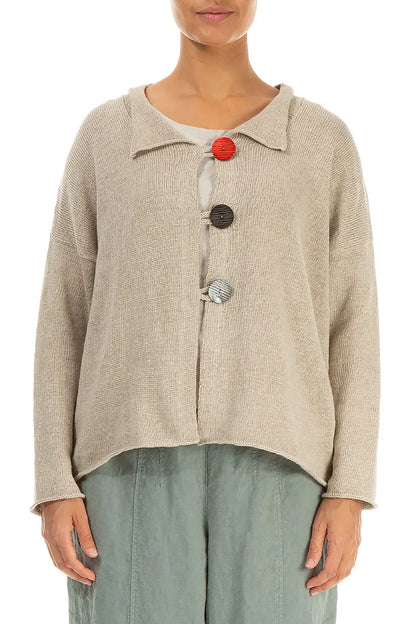 Geknöpfte Strickjacke aus natürlichem Leinen