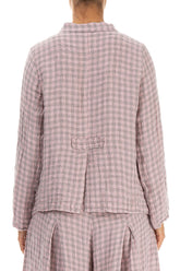 Buttoned Pink Check Linen Jacket 2