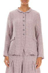 Buttoned Pink Check Linen Jacket 1