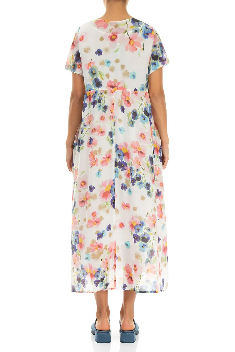 Durchgeknöpftes Seiden-Baumwoll-Kleid Primelfarbenes