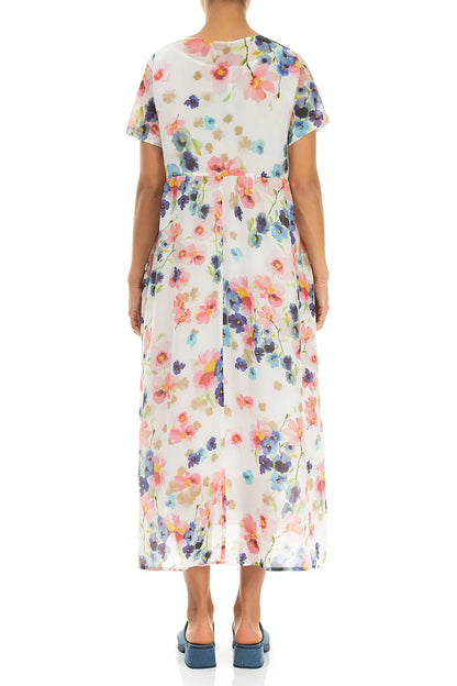 Durchgeknöpftes Seiden-Baumwoll-Kleid Primelfarbenes