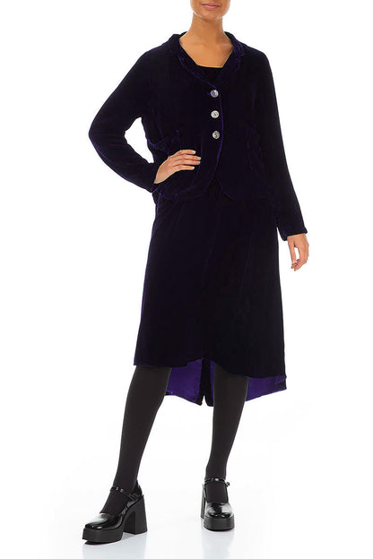 Buttoned Royal Purple Silk Velvet Jacket