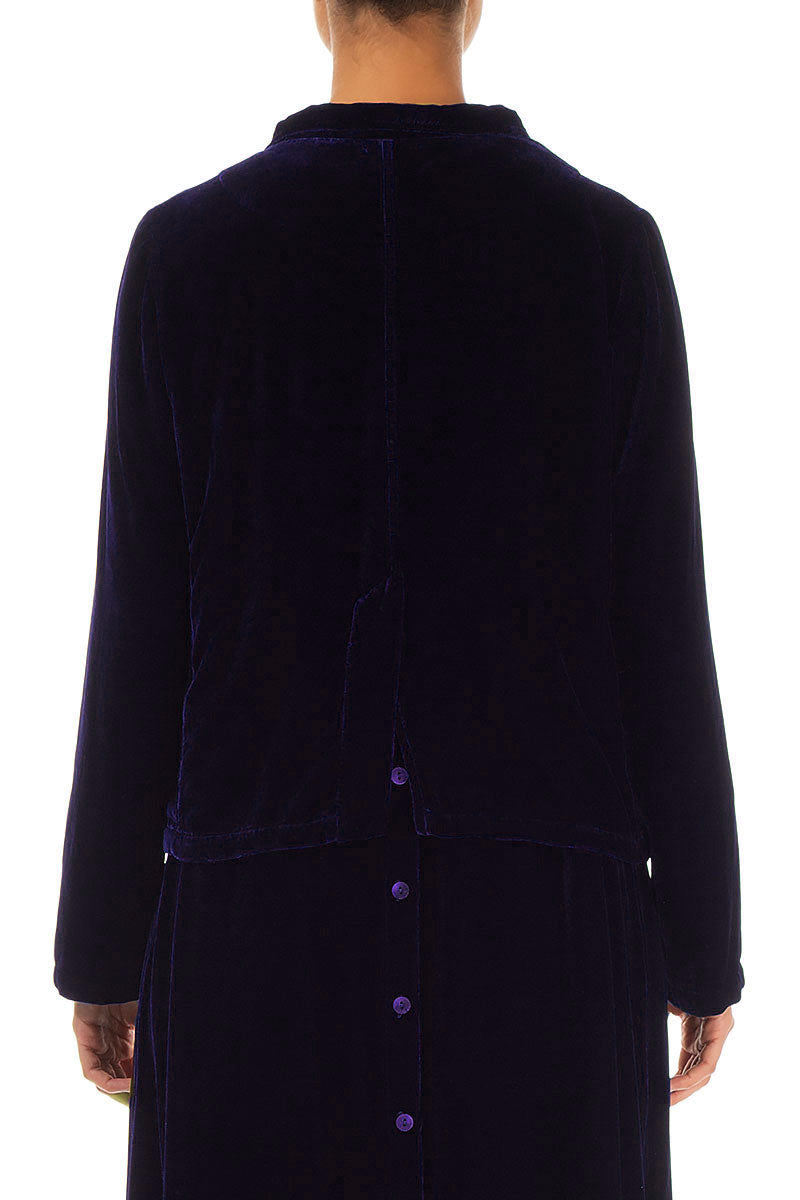 Buttoned Royal Purple Silk Velvet Jacket
