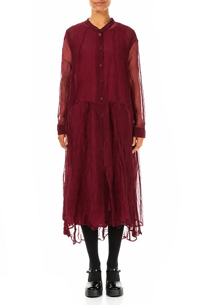 Buttoned Ruby Silk Chiffon Jacket 1
