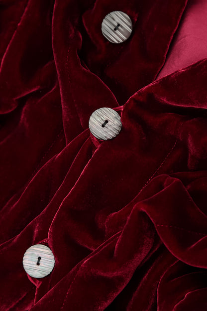 Buttoned Ruby Silk Velvet Jacket 5