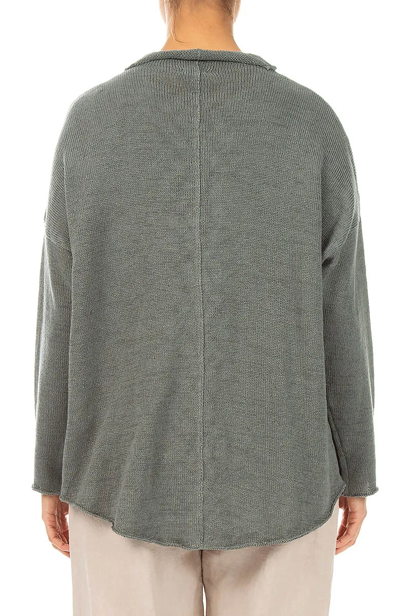 Buttoned Sage Linen Cardigan 2