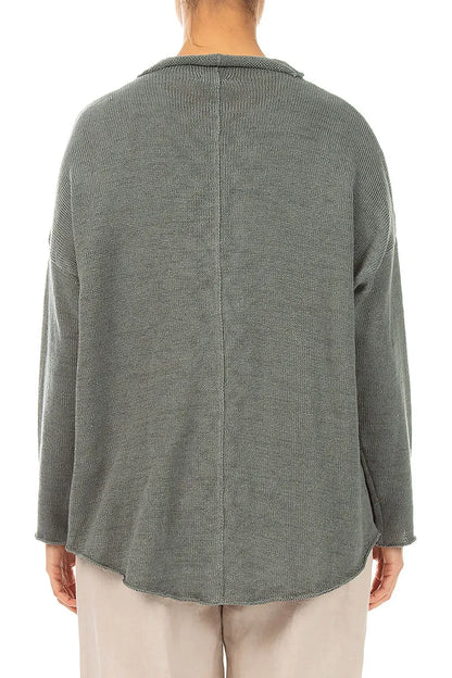 Buttoned Sage Linen Cardigan 2