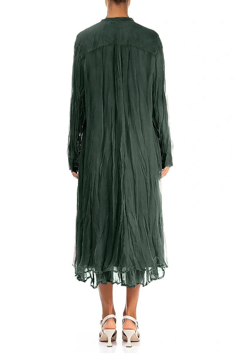 Buttoned Sage Silk Chiffon Jacket 2