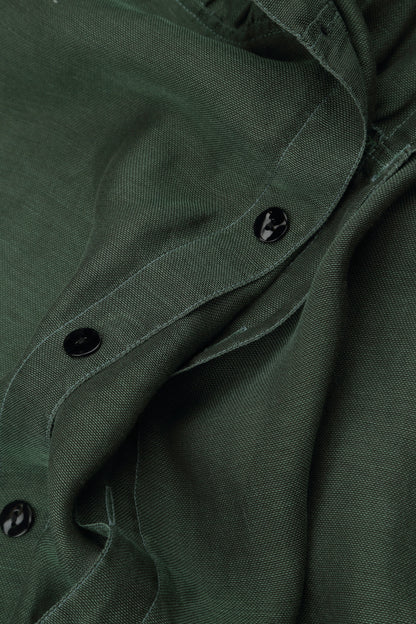 Buttoned Sage Silk Cotton Jacket 5