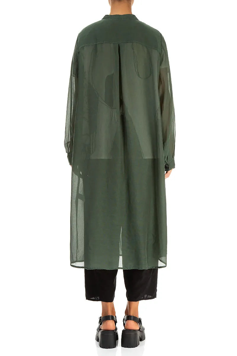 Buttoned Sage Silk Cotton Jacket 2