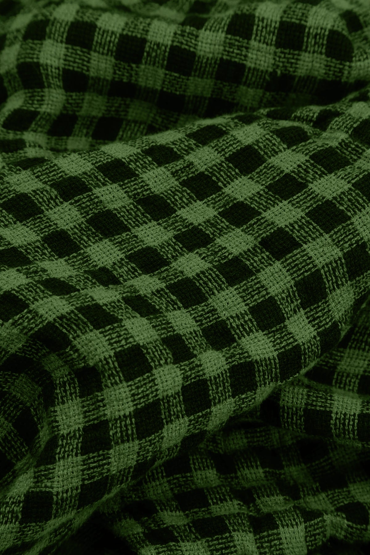 Buttoned Shamrock Green Check Linen Dress