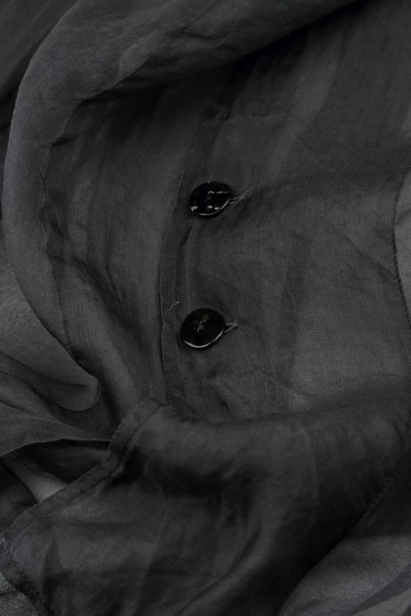 Buttoned Short Dark Grey Silk Chiffon Jacket 5