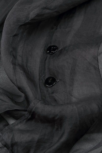 Buttoned Short Dark Grey Silk Chiffon Jacket 5