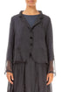 Buttoned Short Dark Grey Silk Chiffon Jacket 1