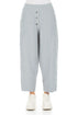 Buttoned Silver Grey Linen Trousers 1