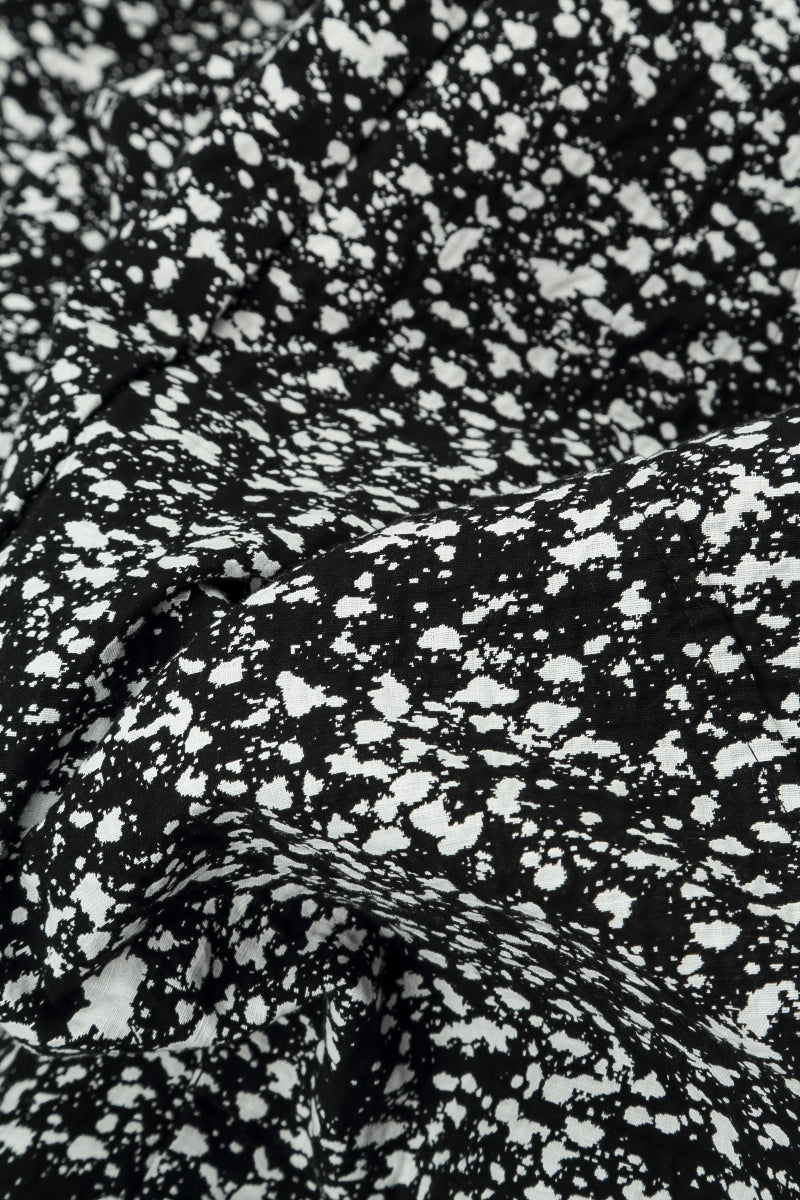 Buttoned Speckled Black White Cotton Trousers 5