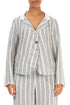 Buttoned Stripy Grey Linen Jacket 1