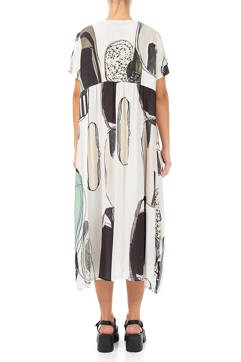 Buttoned Tumbled Stone Silk Bamboo Dress 2