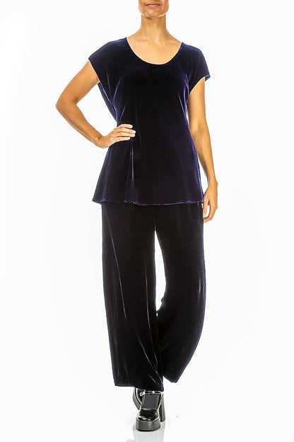 Cap Sleeve Royal Purple Silk Velvet Blouse 4