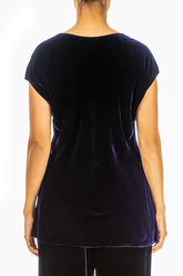 Cap Sleeve Royal Purple Silk Velvet Blouse 2