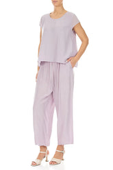 Cap Sleeves Lilac Silk Cotton Blouse 4