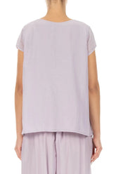 Cap Sleeves Lilac Silk Cotton Blouse 2