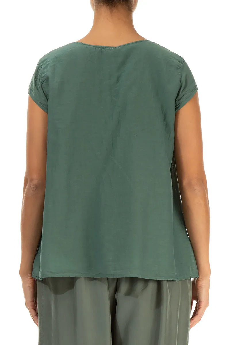 Cap Sleeves Sage Silk Cotton Blouse 2