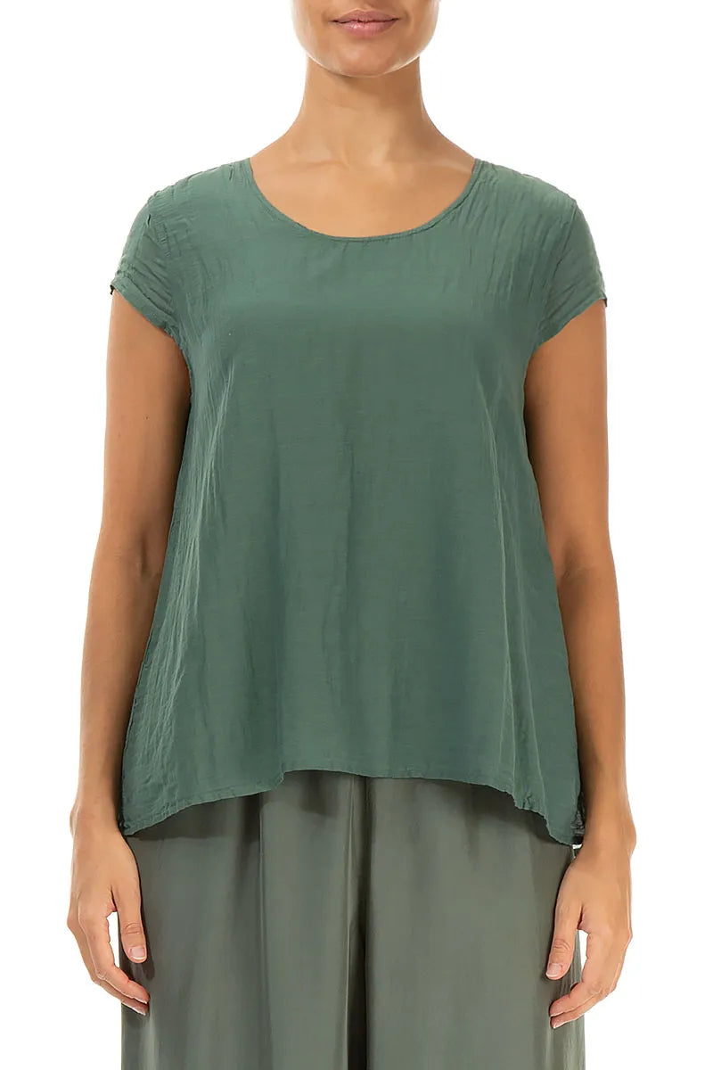 Cap Sleeves Sage Silk Cotton Blouse