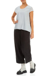 Cap Sleeves Silver Grey Silk Cotton Blouse 4