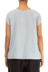 Cap Sleeves Silver Grey Silk Cotton Blouse 2