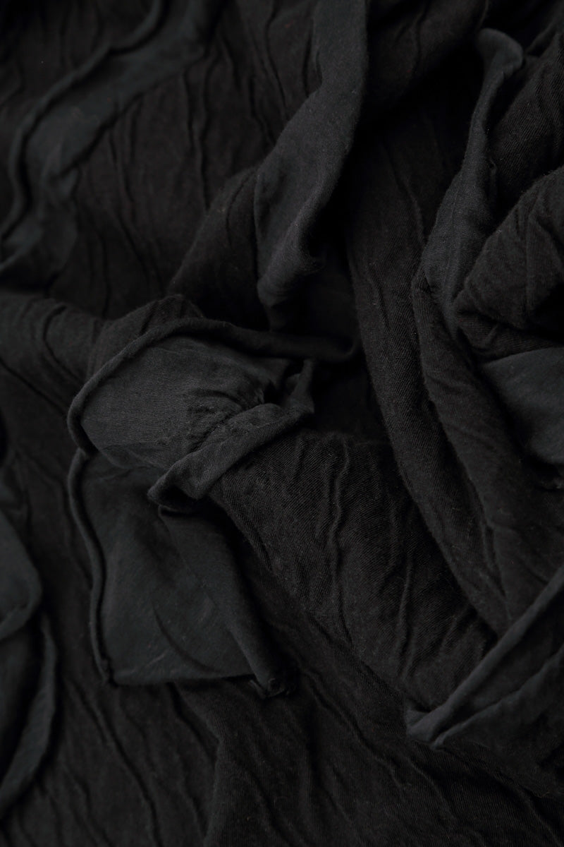 Cascading Waves Black Wavy Cotton Dress