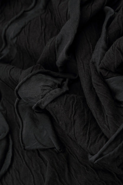 Cascading Waves Black Wavy Cotton Dress