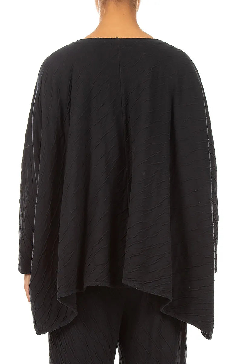Cascading Waves Olive Grey Wavy Cotton Blouse