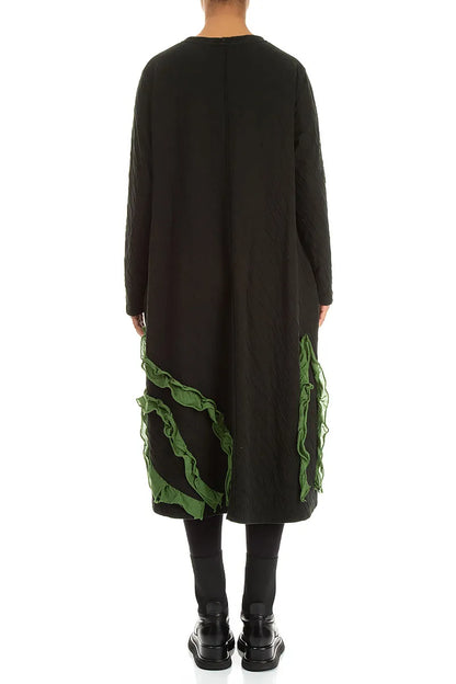 Cascading Waves Shamrock Green Wavy Cotton Dress
