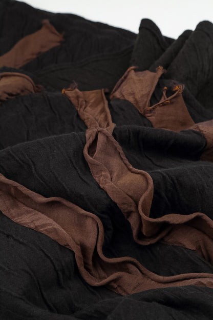 Cascading Waves Truffle Brown Wavy Cotton Dress