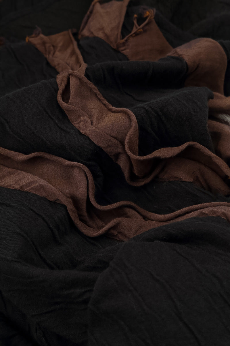 Cascading Waves Truffle Brown Wavy Cotton Dress