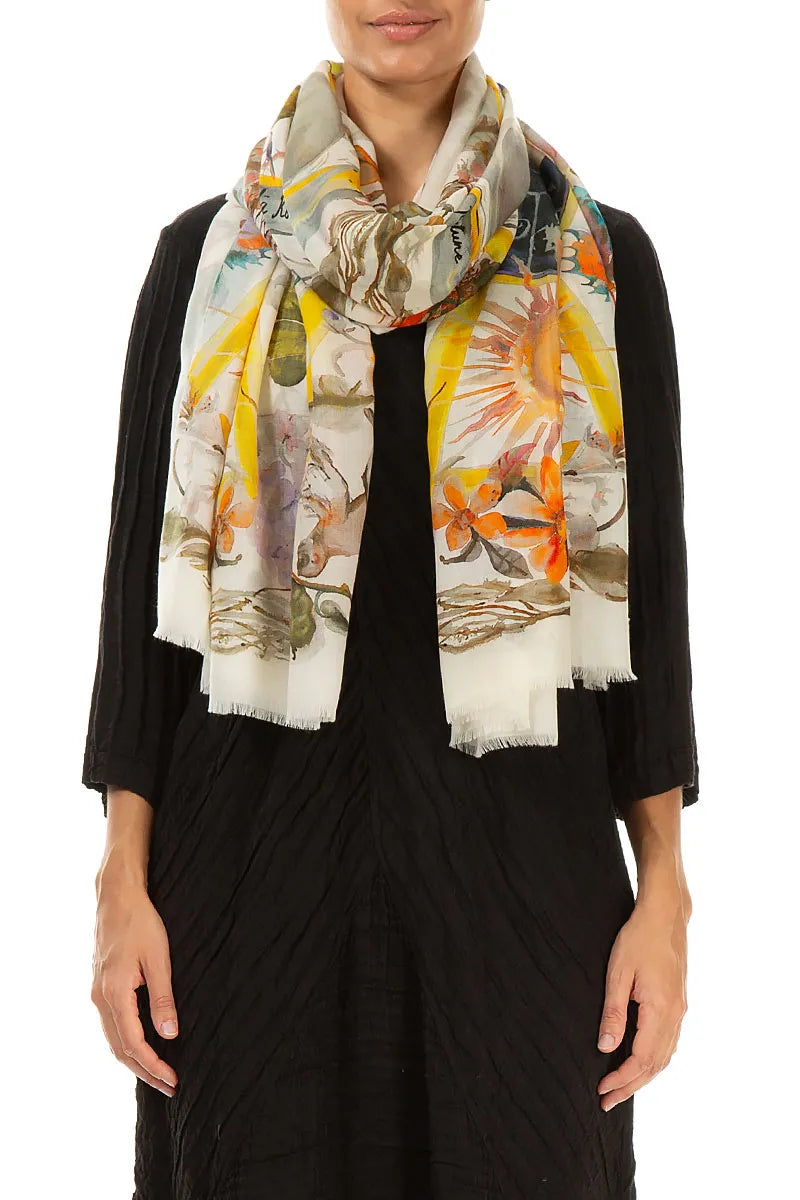 Celestial Bloom Cashmere Silk Scarf