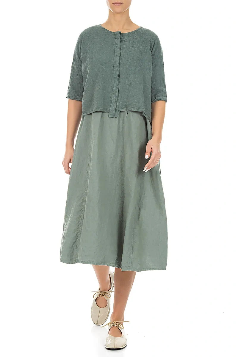 Centre Placket Sage Linen Viscose Jacket