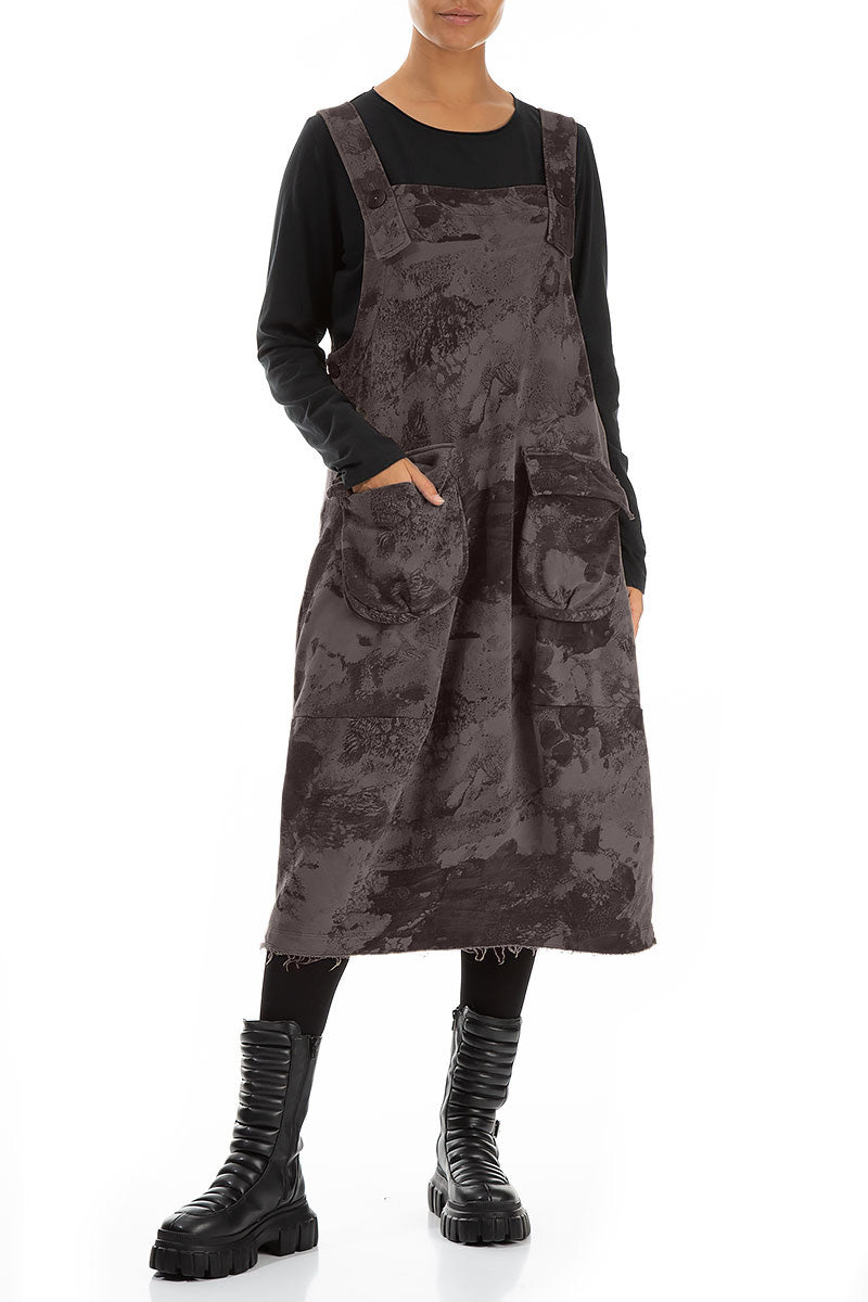Charcoal Alabaster French Terry Cotton Dungaree Dress 4