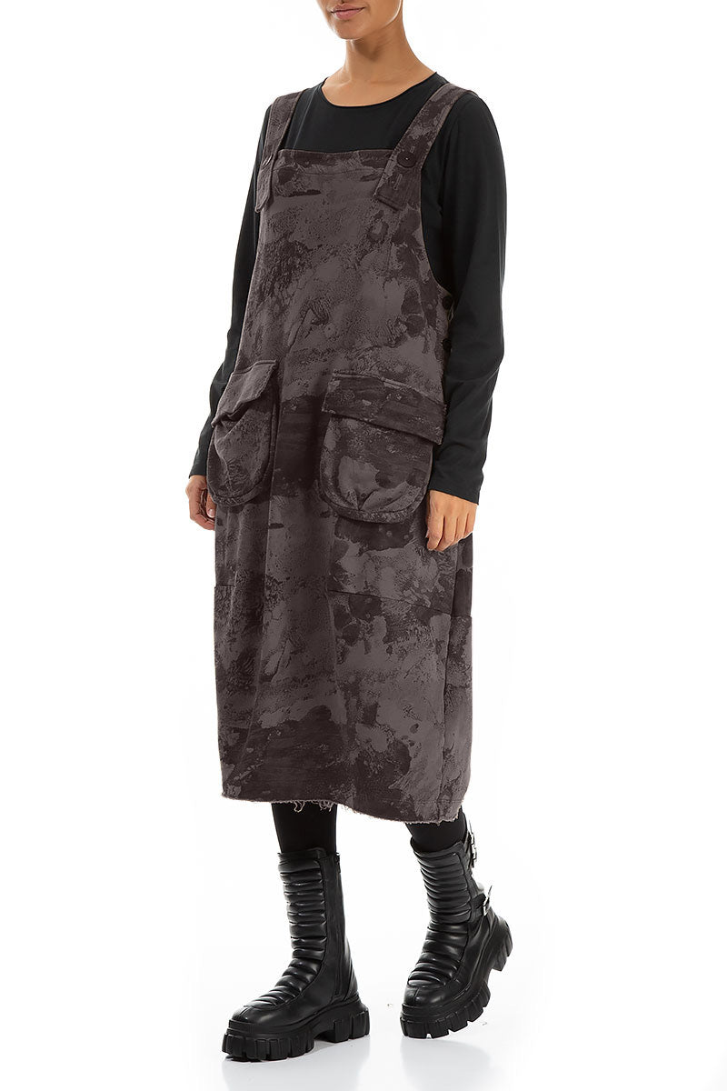 Charcoal Alabaster French Terry Cotton Dungaree Dress 3