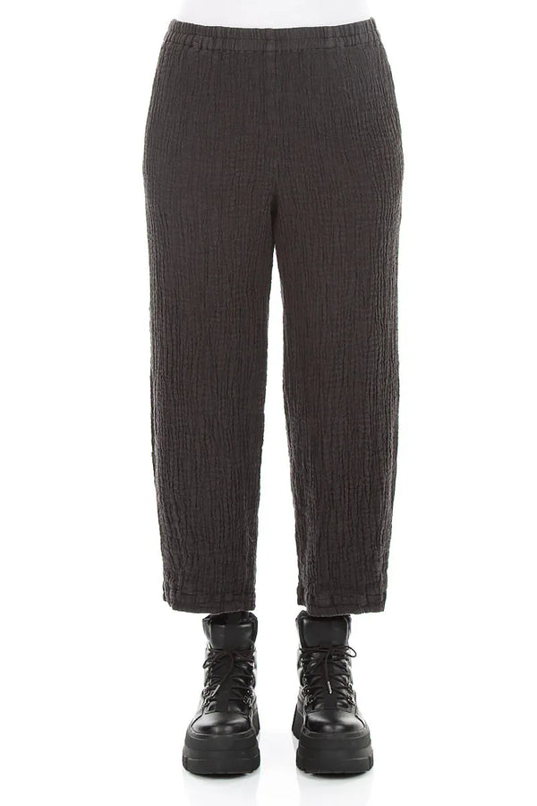 Charcoal Textured Linen Trousers 1